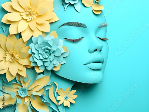 3D Illustration Paper Flowe...