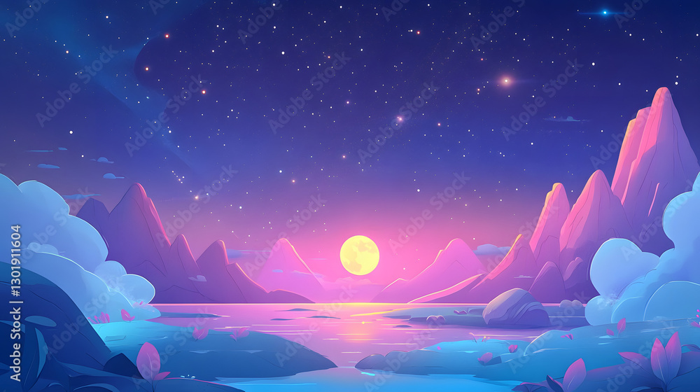Obraz premium cartoon Starry Sky in the space