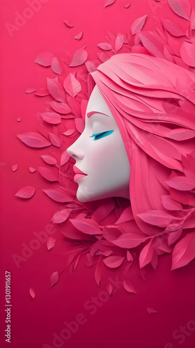 3D Illustration Pink Leaves...