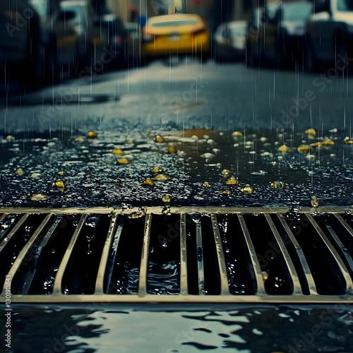 Photo Rain Street Drain Cit...