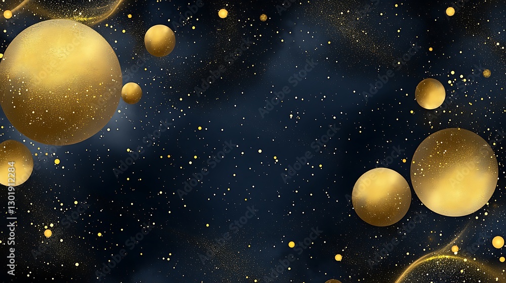 Golden Celestial Spheres: A Digital Painting of Cosmic Dust and Light AI Generated Golden Celestial Spheres: A Digital Painting of Cosmic Dust and Light AI Generated