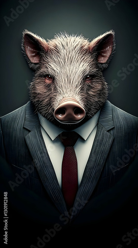 3D Illustration- Pig in Sui...