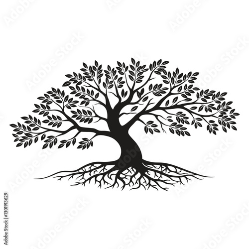 Green leaves tree: A tree with green leaves that is made by the company of the tree. black and white drawing of a tree with the word quot tree Art & Illustration
