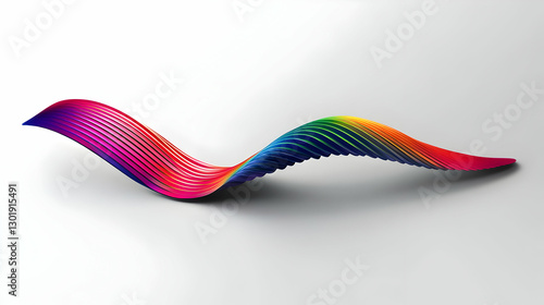 3D Abstract Rainbow Wave Il...