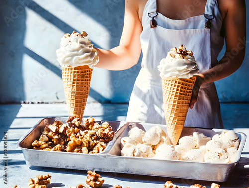 Photo Walnut Ice Cream Cone...