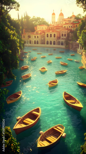 Illustration Serene Canal T...