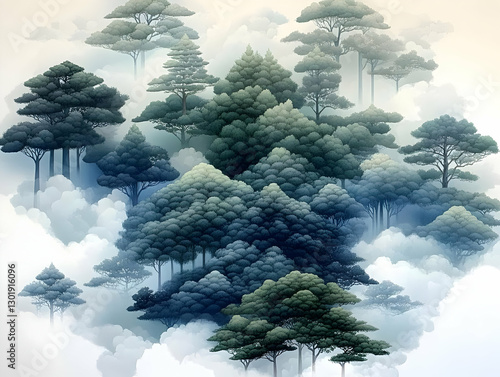 Misty Forest Illustration -...