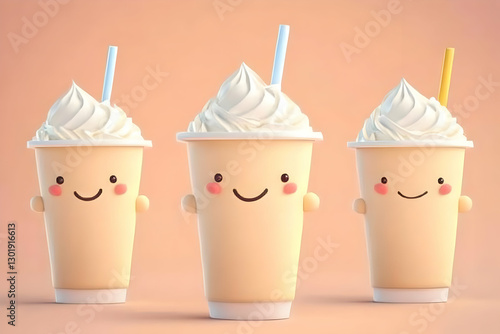 3D Illustration Cute Milksh...