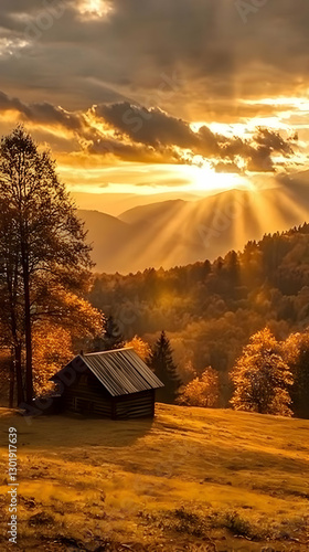Golden Hour Landscape Illus...