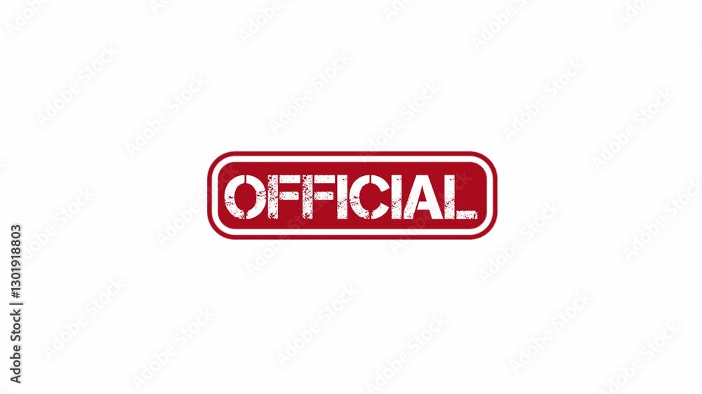 Official red stamp animation on white background for approved and verified concepts, animated stamp of official red. Official red stamp animation on white background for approved and verified concepts, animated stamp of official red.