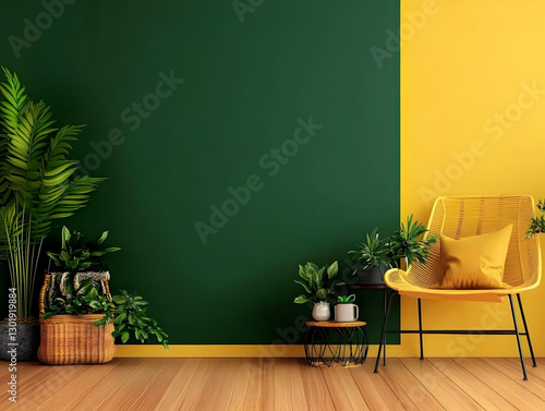3D Illustration Green and Y...