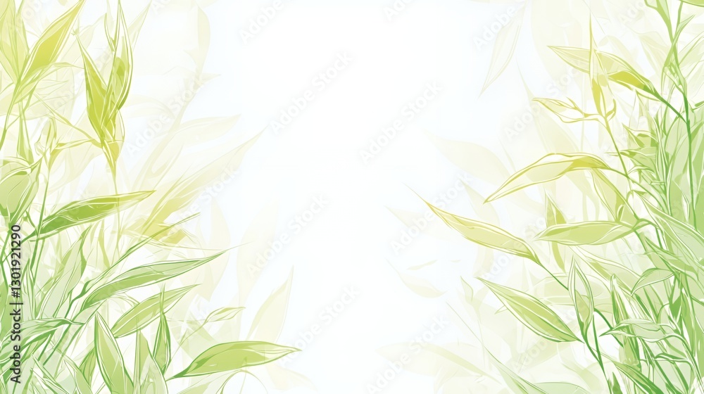Naklejka premium Soft Green Leaves Background Artistic Nature Illustration