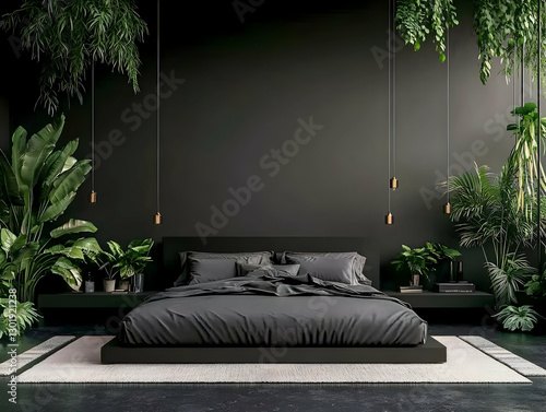3D Illustration Dark Bedroo...