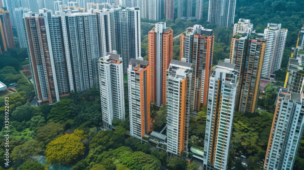 Obraz premium High-rise residential buildings in a dense urban area with