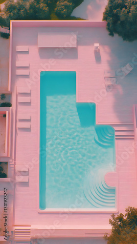 3D Illustration Pink Poolside Relaxation Summer Vibes