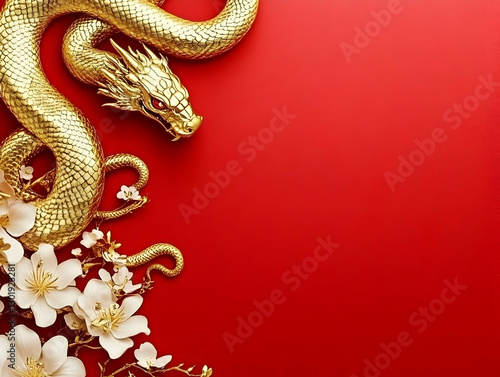 Golden Dragon with Blossoms...