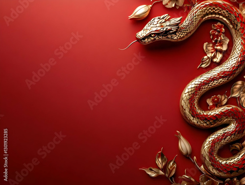 3D Illustration Golden Snak...