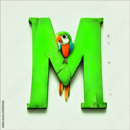 3D Illustration Green Lette...