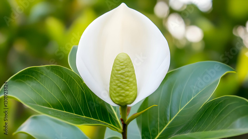 Photo - White Flower, Green...