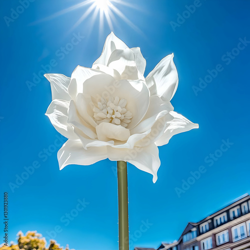 Photo - White Flower, Blue ...
