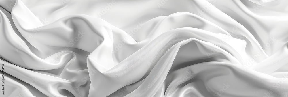 Obraz premium Flowing white fabric creates soft ripples and folds for an elegant, monochromatic backdrop