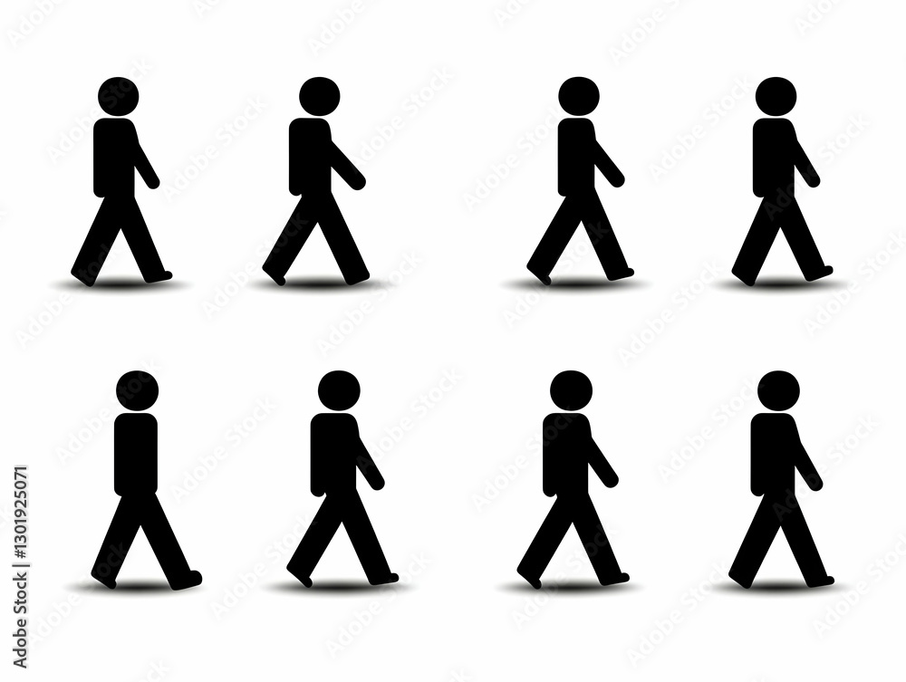 Illustration - Walking Stick Figures, Movement, Animation Cycle Illustration - Walking Stick Figures, Movement, Animation Cycle