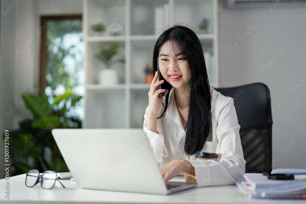 Young professional analyzing financial documents and preparing tax filings in a modern office. Young professional analyzing financial documents and preparing tax filings in a modern office.