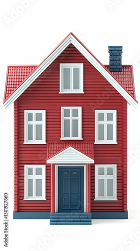3D Illustration Red House, ...