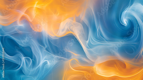 Vibrant orange and blue flames dancing together in a captivating abstract form.