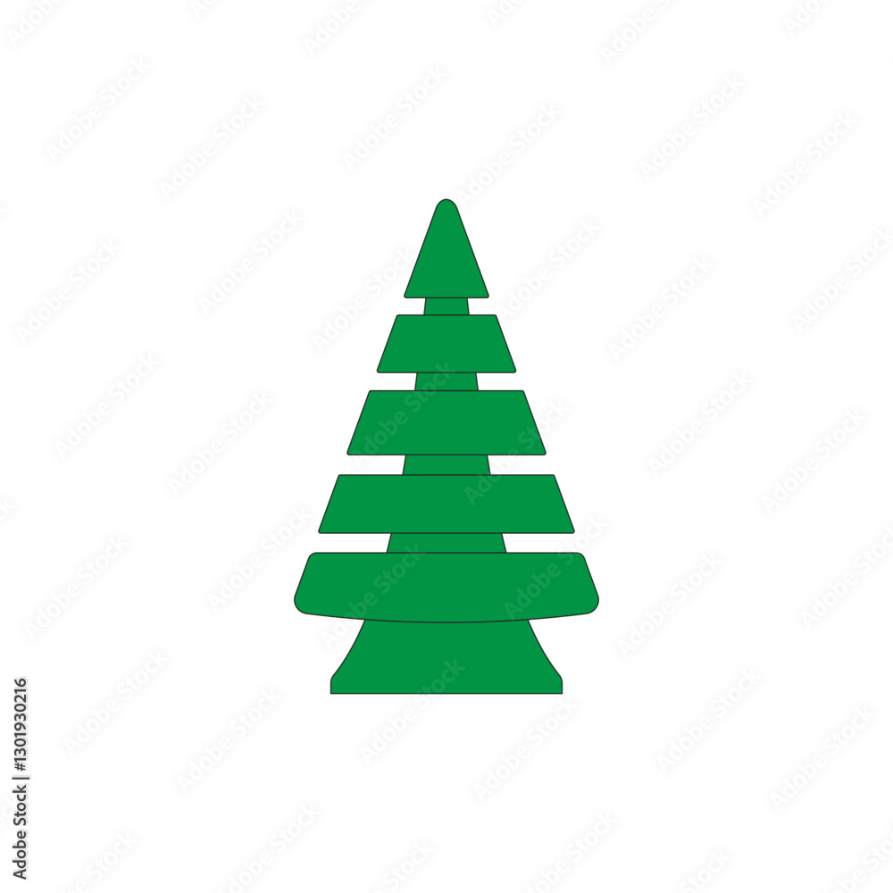 Green Christmas tree flat icon vector illustration on white background. Holiday xmas and new year celebration decoration Green Christmas tree flat icon vector illustration on white background. Holiday xmas and new year celebration decoration