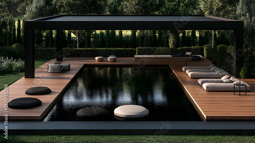 Modern Poolside 3D Illustra...