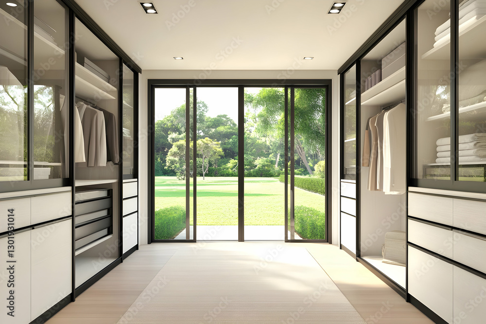 Fototapeta premium Modern Walk-in Closet 3D Illustration