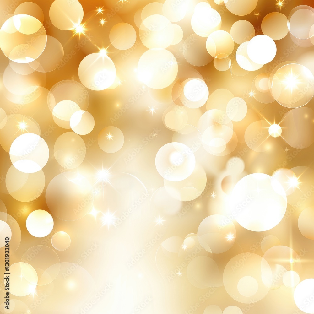 Naklejka premium Glowing Golden Bokeh Background with Shimmering Light Effects and Soft Circular Shapes