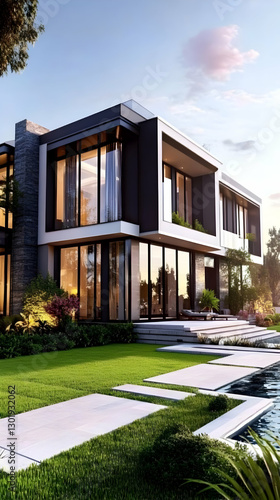 3D Illustration Modern Hous...