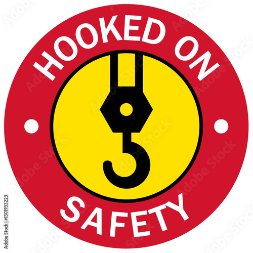 Crane operator qualified badge logo hooked on safety