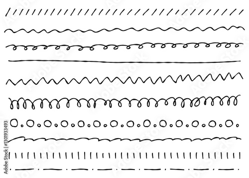 手書きのデコレーションラインのセット、装飾素材