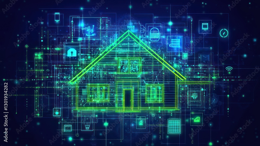 Naklejka premium Smart home digital network concept.