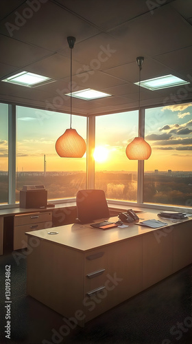 Photo Office Sunset View De...