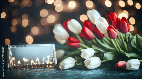 Photo Red and White Tulips ...