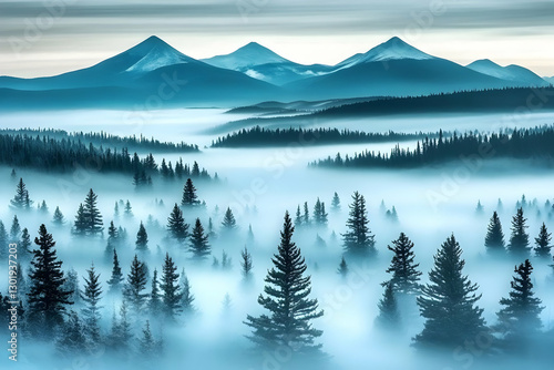 Misty Mountain Landscape Ph...