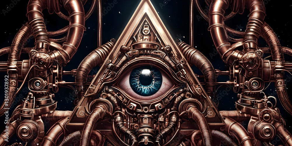 Fototapeta premium Mechanical Eye of Providence Illustration