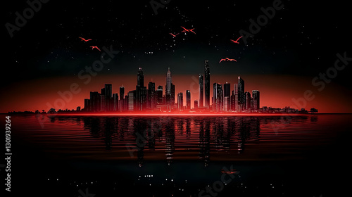 Illustration - Red Cityscap...