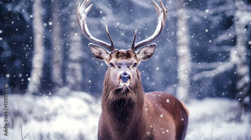 Majestic Deer in Winter Sno...