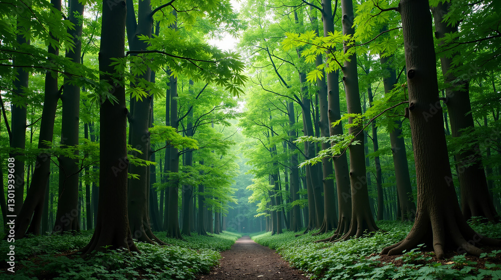 Obraz premium Noise-Canceling Geometric Forest Ecosystem