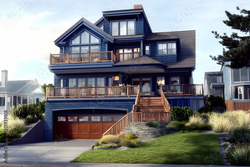 3D Illustration Modern Blue...