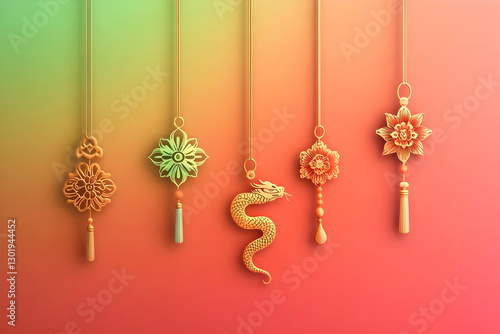 3D Illustration Golden Drag...
