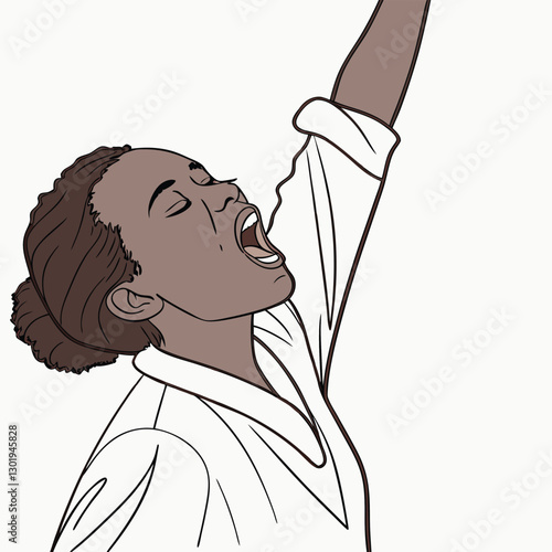 Empowered Woman Raising Arm in Victory