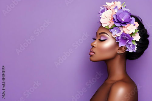 Elegant Woman Floral Illust...