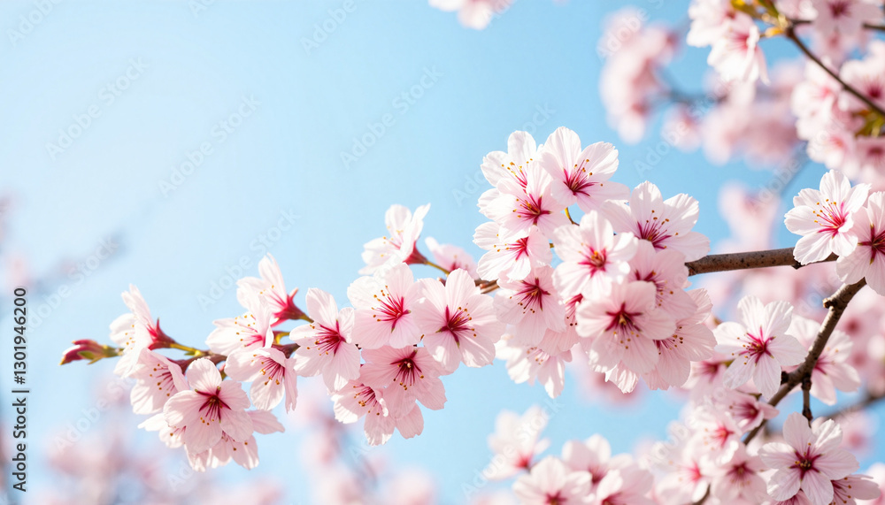 Cherry blossoms blooming against a blue sky Cherry blossoms blooming against a blue sky