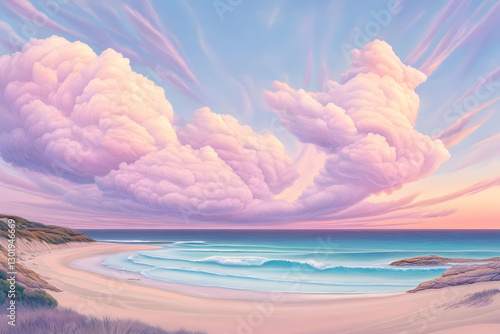 Illustration Serene Pink Cl...